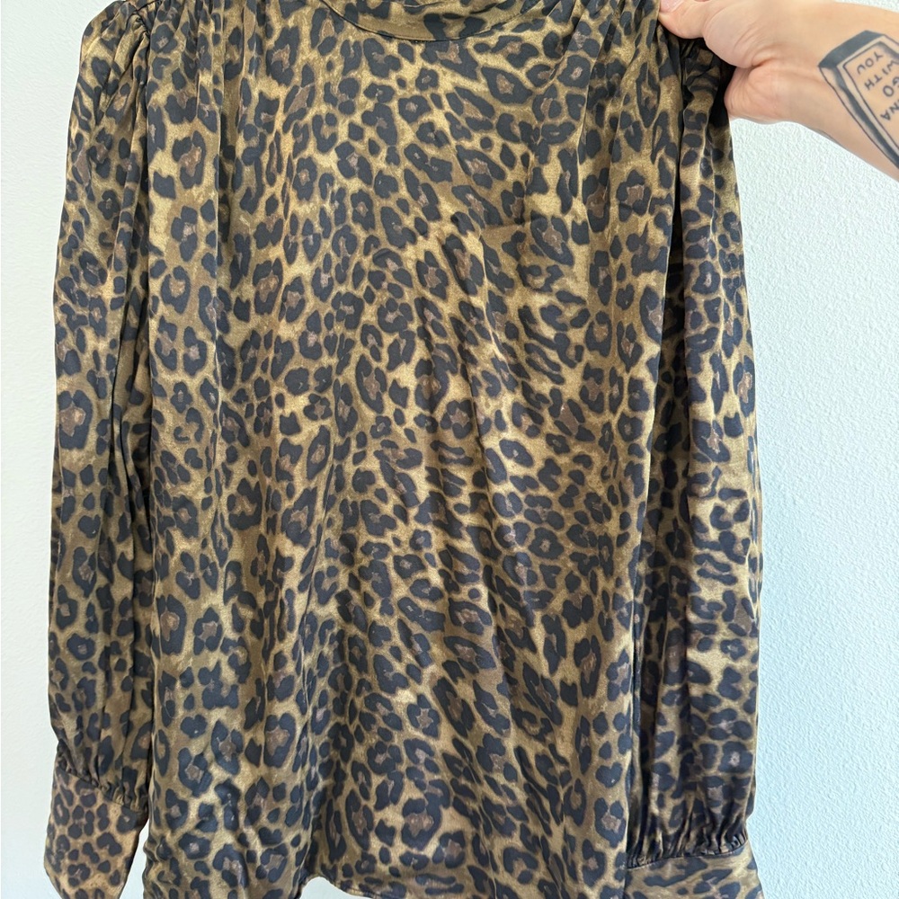Zara Brown Leopard Print Blouse